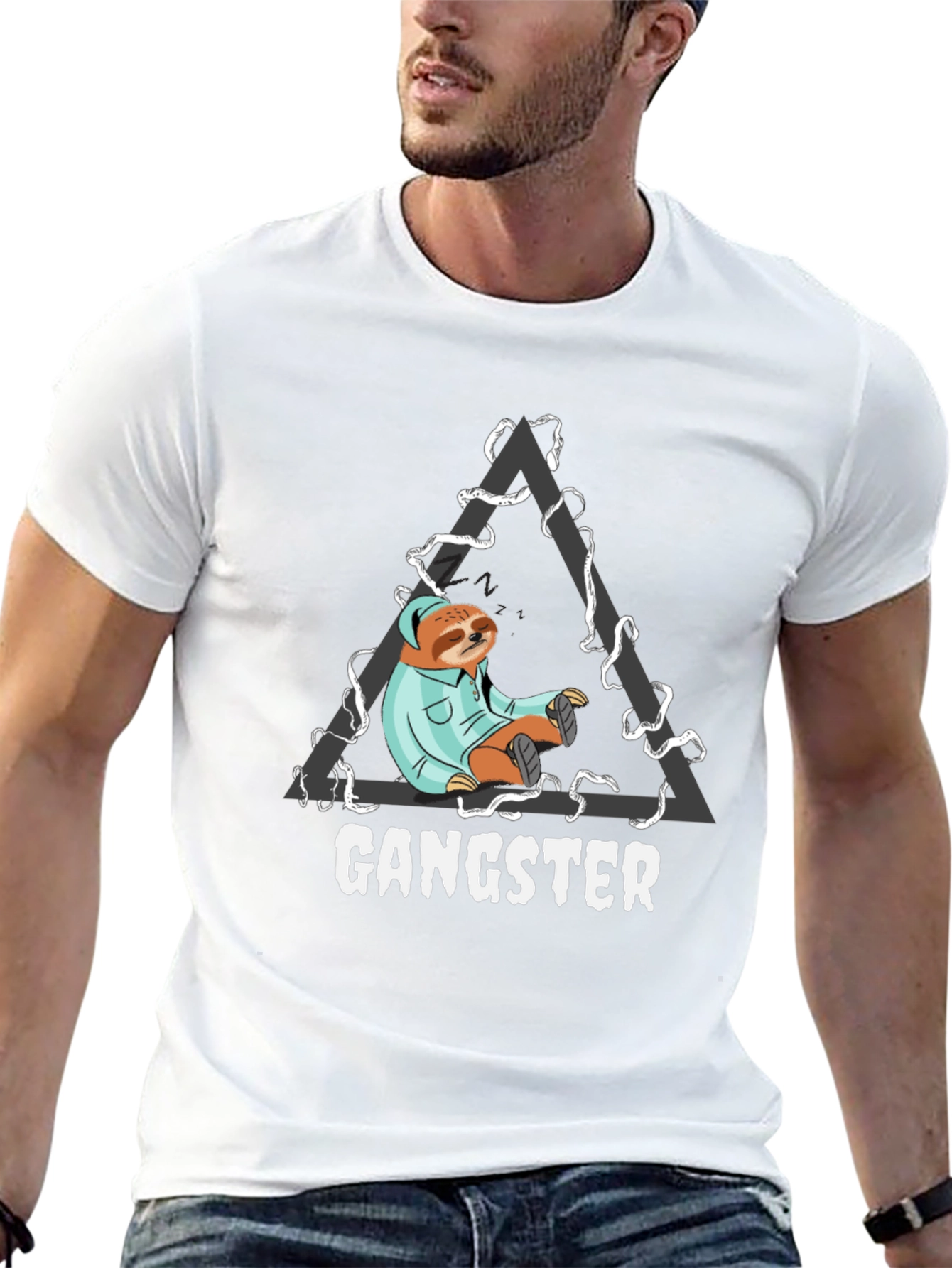 Gangster Sloth Graphic Tee - Black
