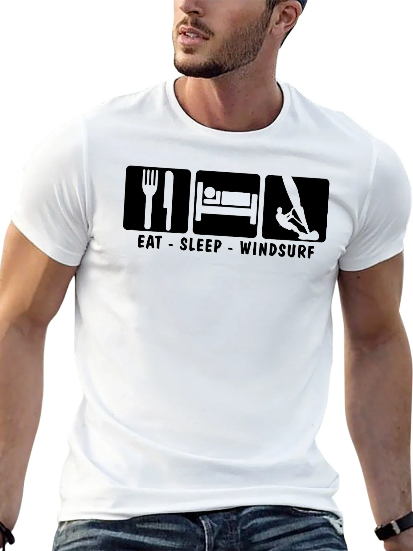 Eat Sleep Windsurf Black T-Shirt