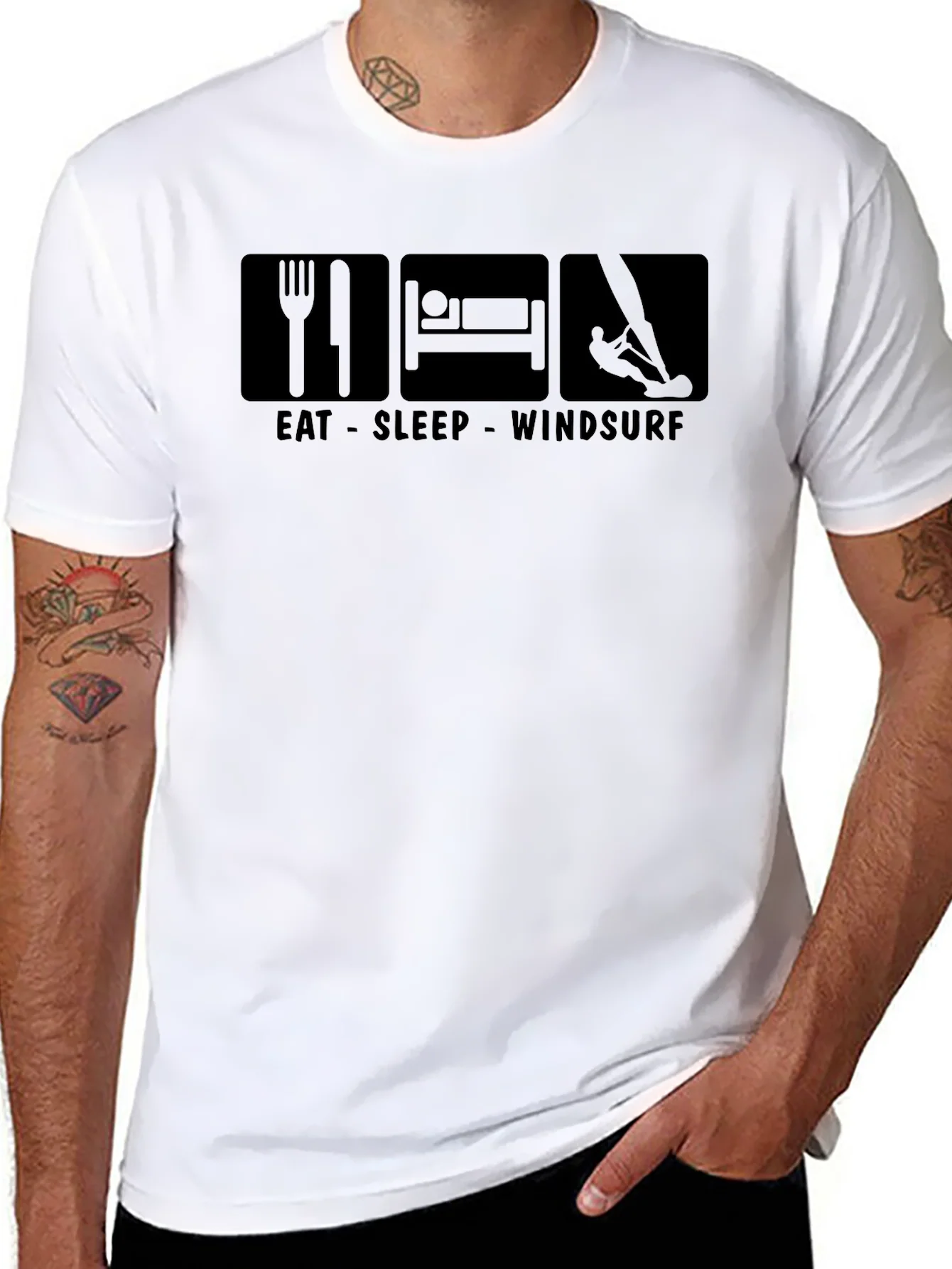 Eat Sleep Windsurf Black T-Shirt