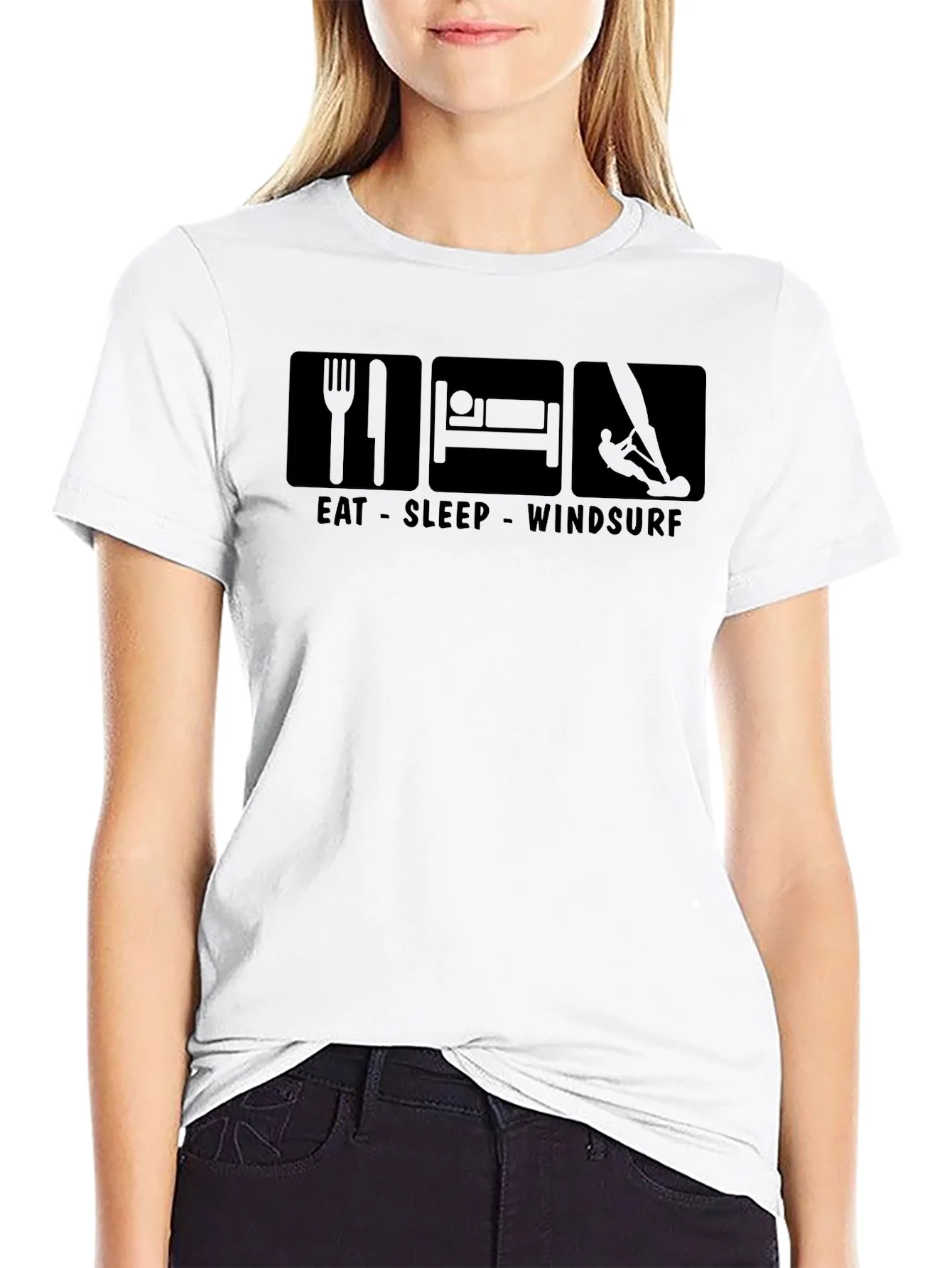 Eat Sleep Windsurf Black T-Shirt