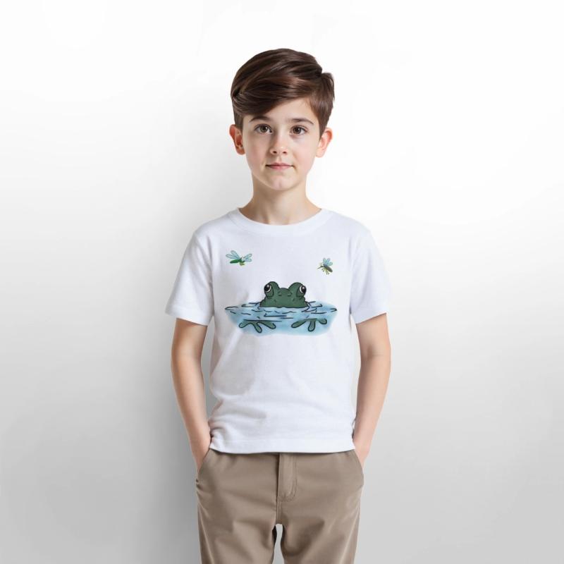 Peepin Frog on Lake - Kids Shirt Designs