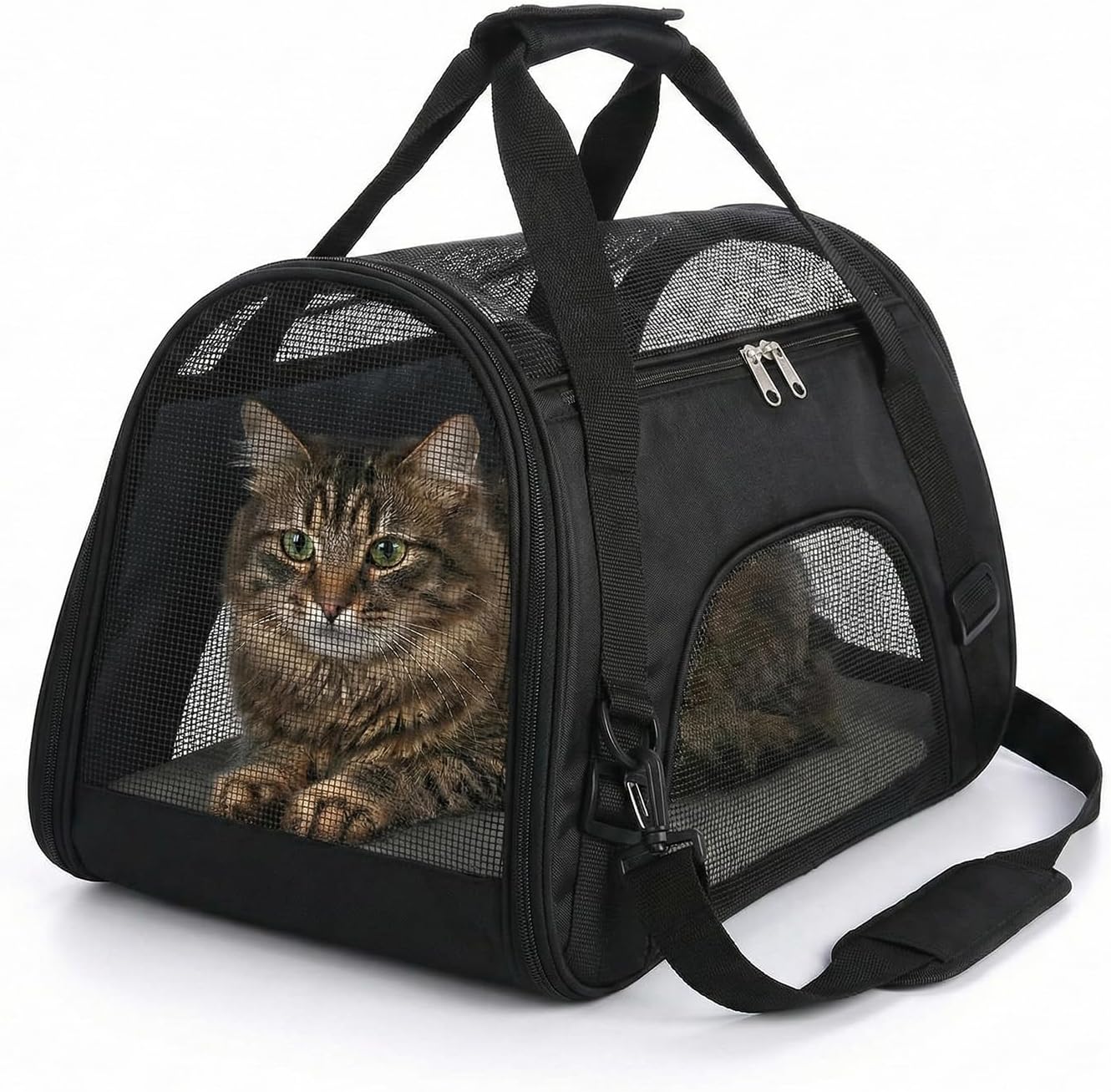 Pet Travel Bag for Dogs & Cats – Black Polyester S - Top Rated