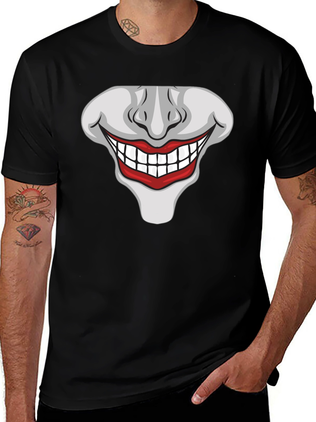 Joker Smile Graphic T-Shirt - Mens Black Tee