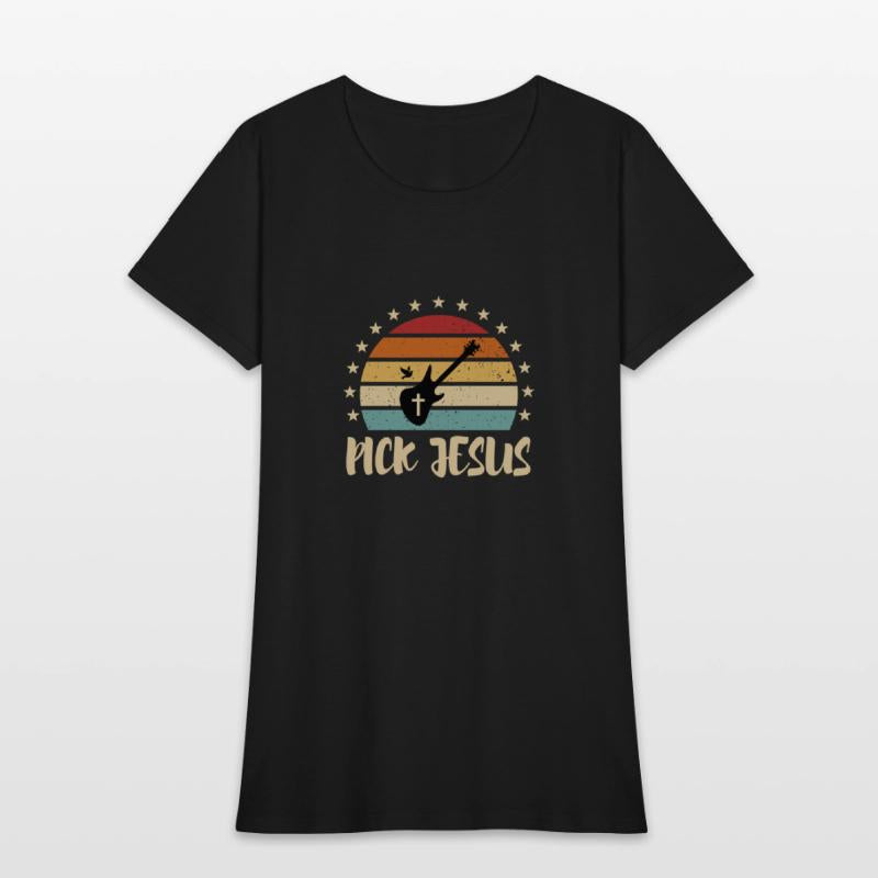 Pick Jesus Retro Music Religious Guitar Player