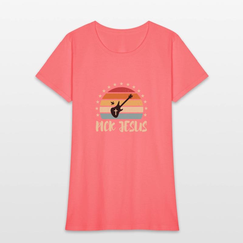 Pick Jesus Retro Music Religious Guitar Player