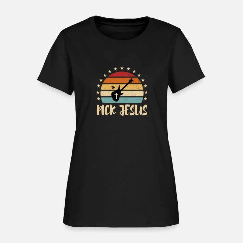 Pick Jesus Retro Music Religious Guitar Player