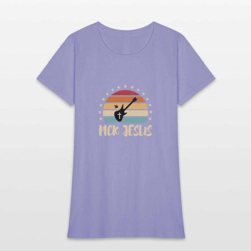 Pick Jesus Retro Music Religious Guitar Player