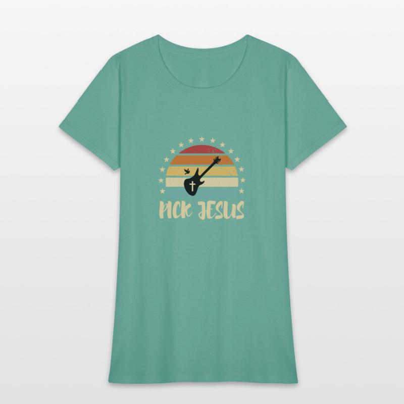 Pick Jesus Retro Music Religious Guitar Player