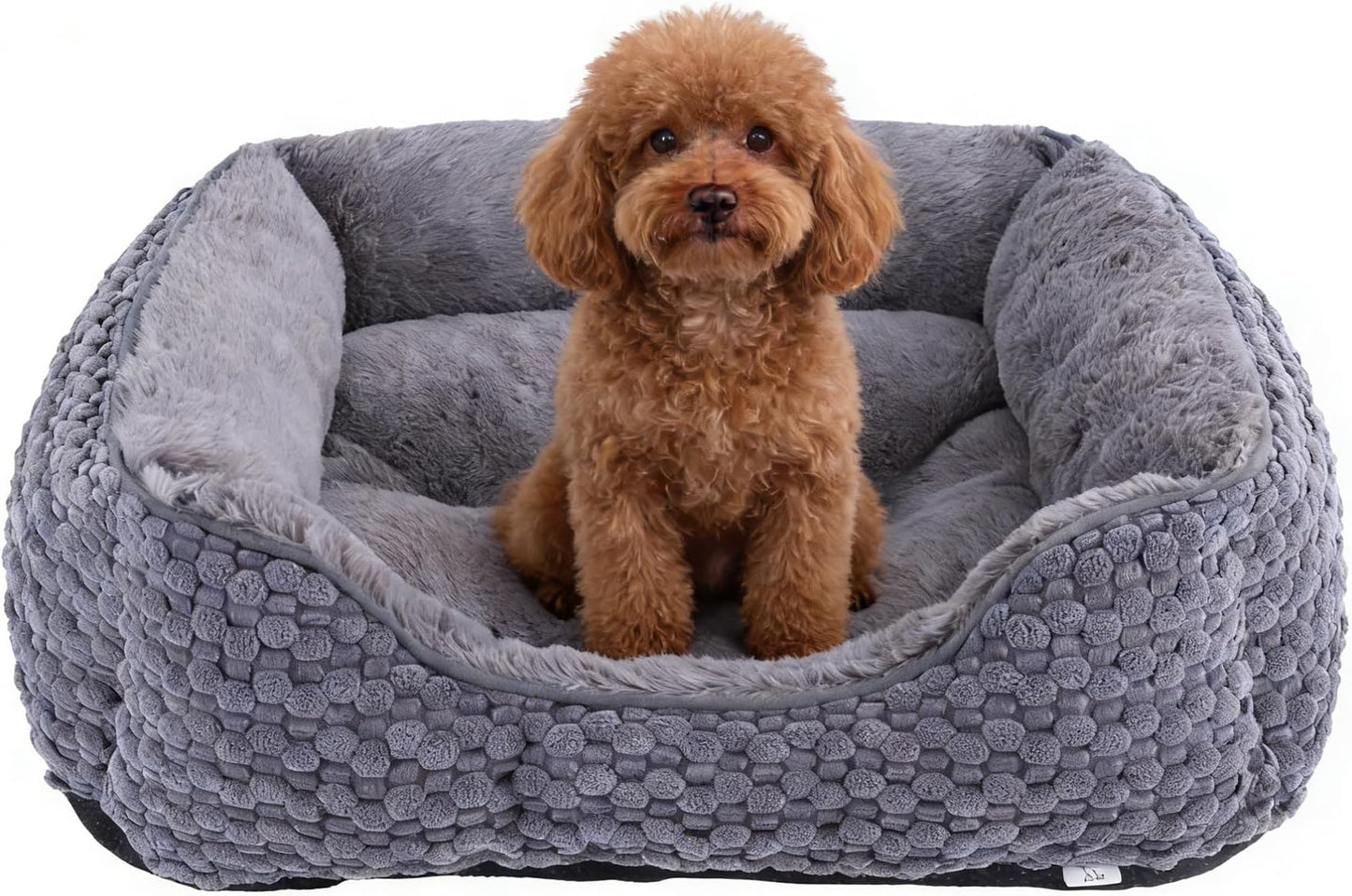 Plush Dog Bed Small, Dark Grey, Machine Washable,  - Premium Quality