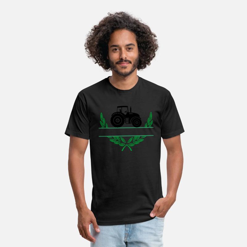 Proud farmer tractor in laurel wreath green