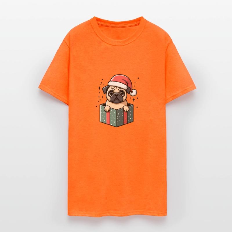 Pug In Present Dog Christmas Festive Santa Hat