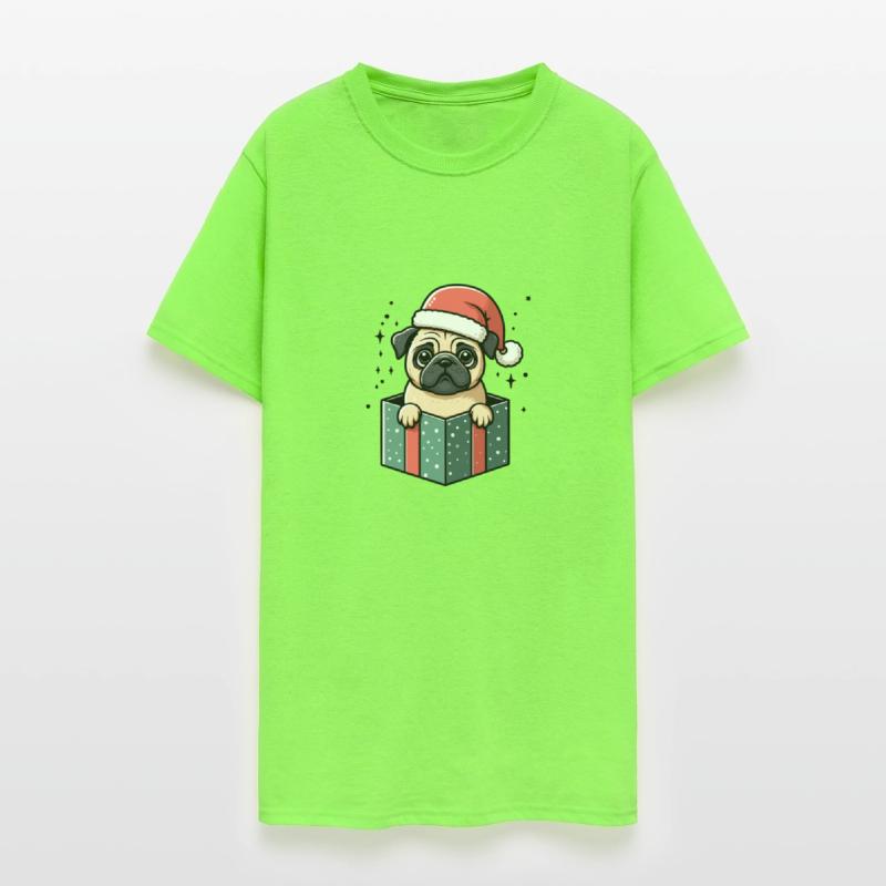 Pug In Present Dog Christmas Festive Santa Hat