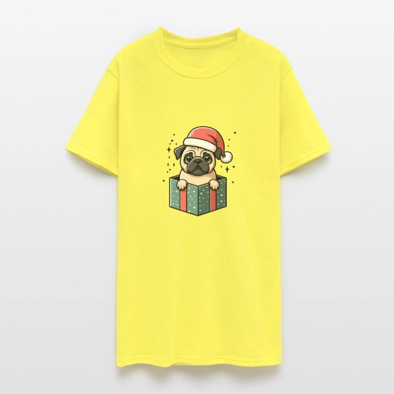 Pug In Present Dog Christmas Festive Santa Hat
