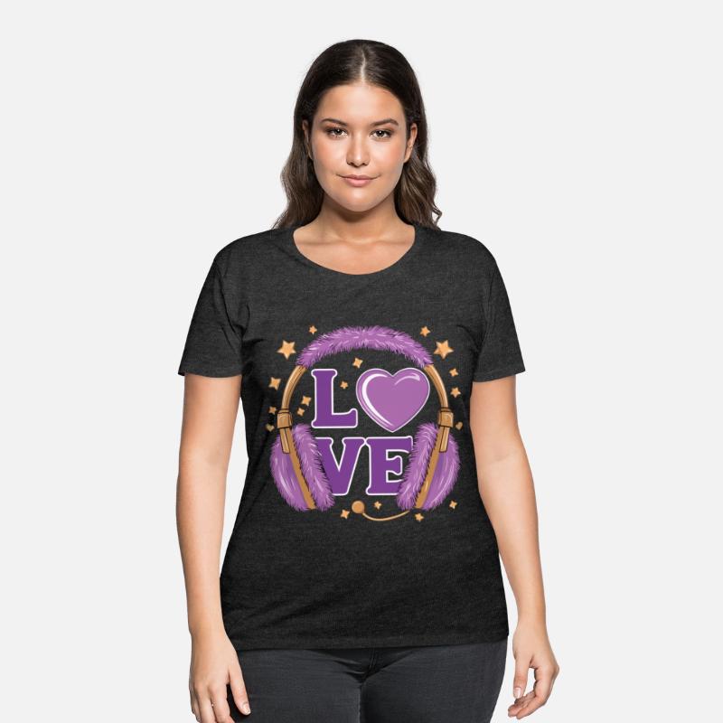 Purple Love Music Headphones with Stars and Heart