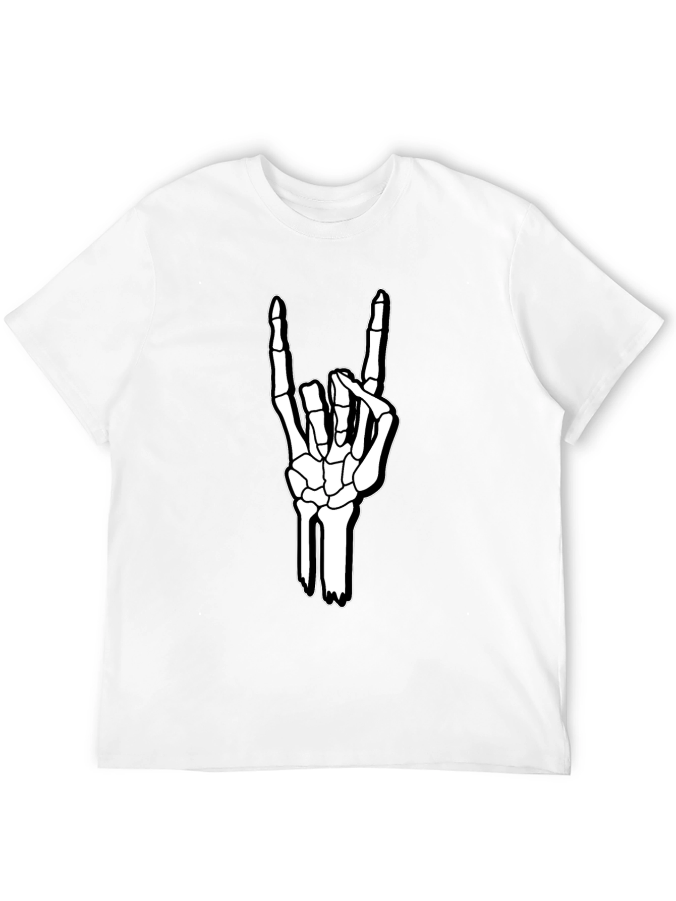 Rock On Skeleton Hand Graphic Tee - Black