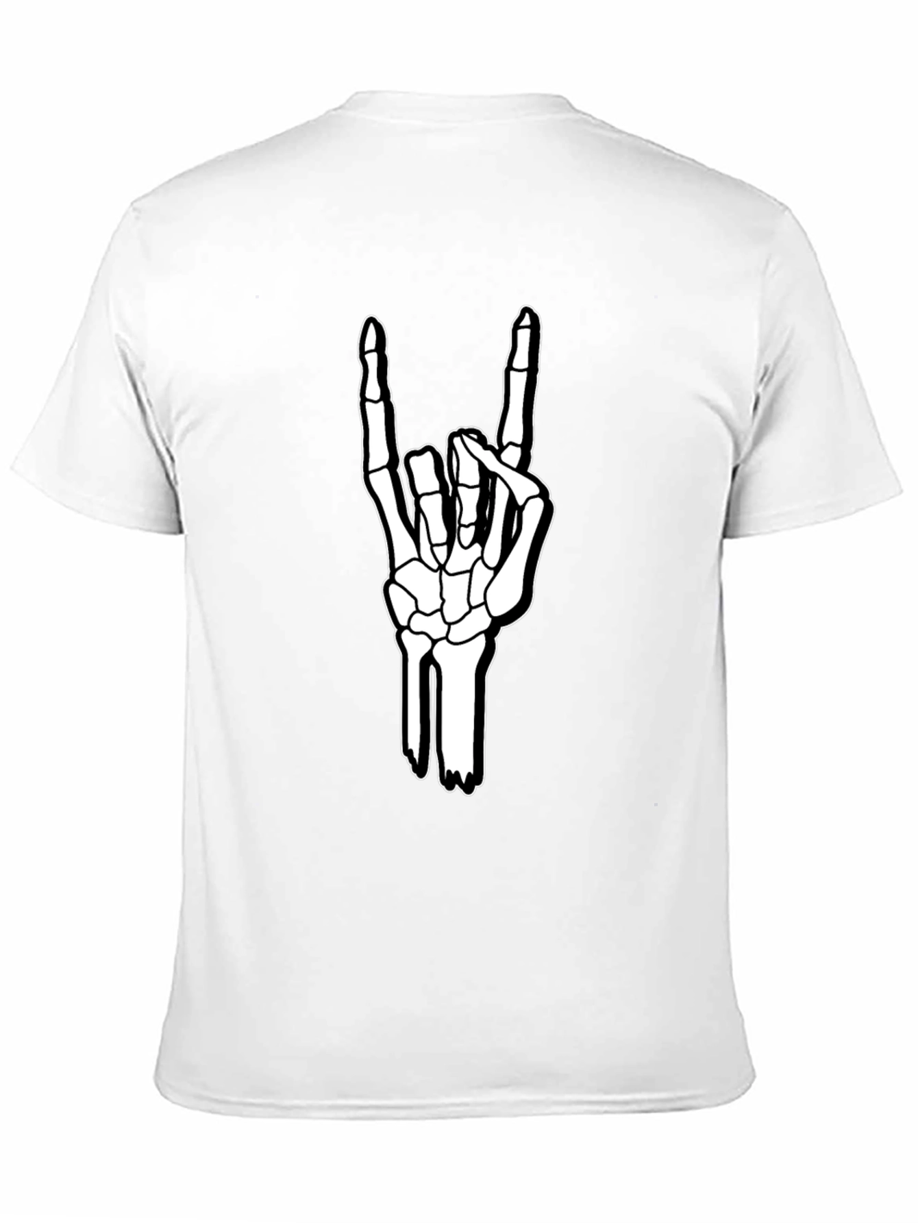 Rock On Skeleton Hand Graphic Tee - Black