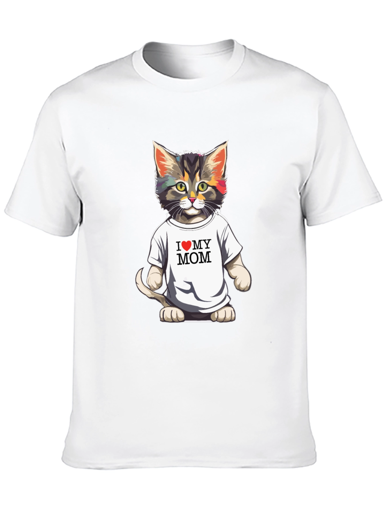 I Love My Mom Cat T-Shirt - Black