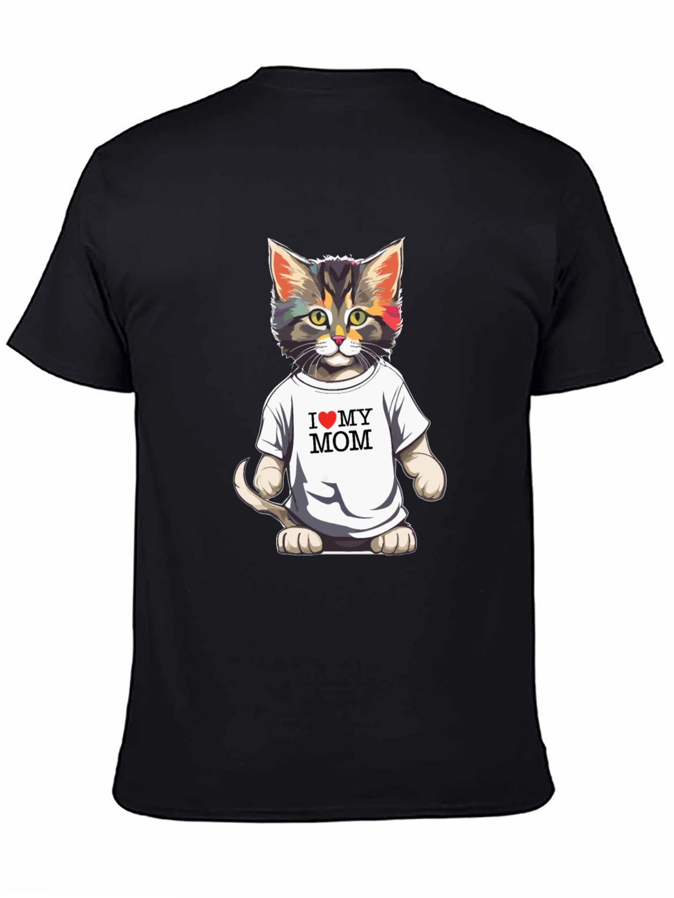 I Love My Mom Cat T-Shirt - Black