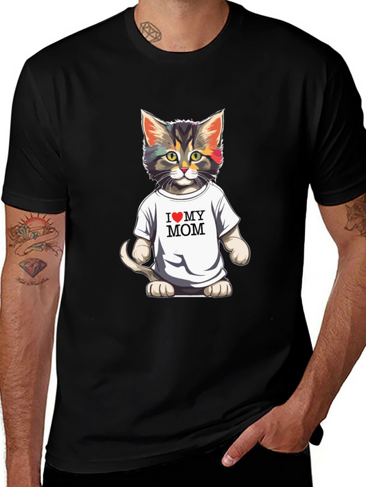 I Love My Mom Cat T-Shirt - Black
