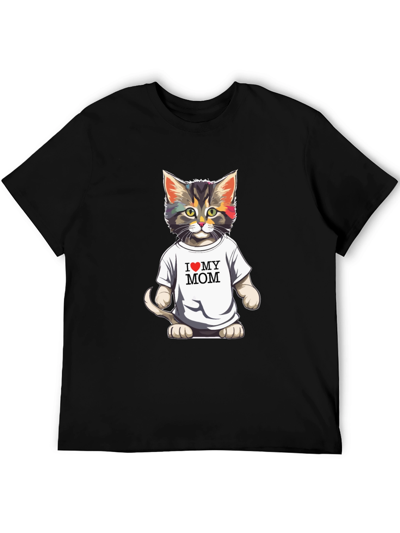 I Love My Mom Cat T-Shirt - Black