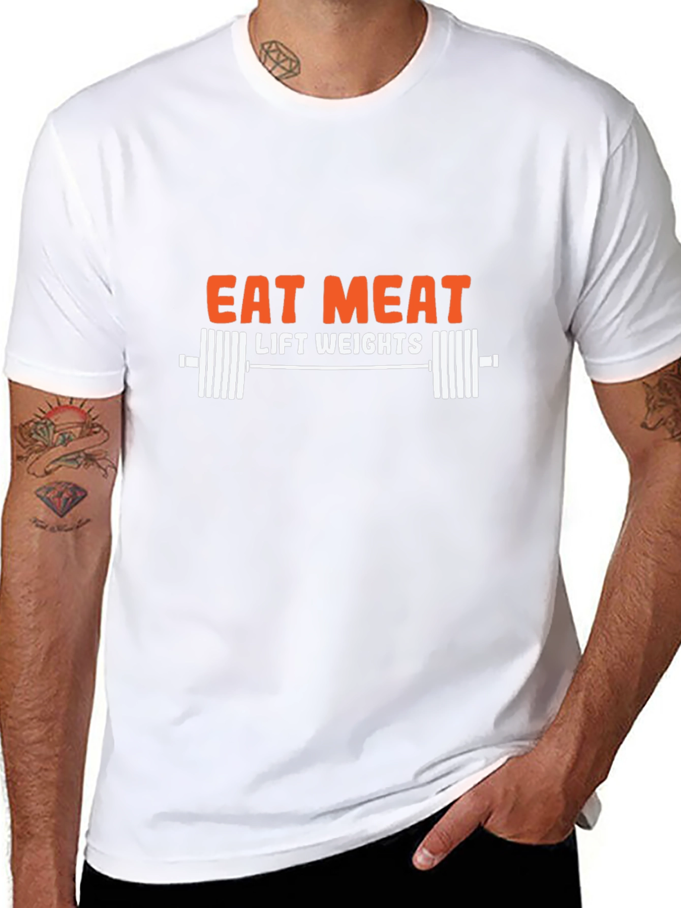 Eat Meat Lift Weights T-Shirt Gym Motivation