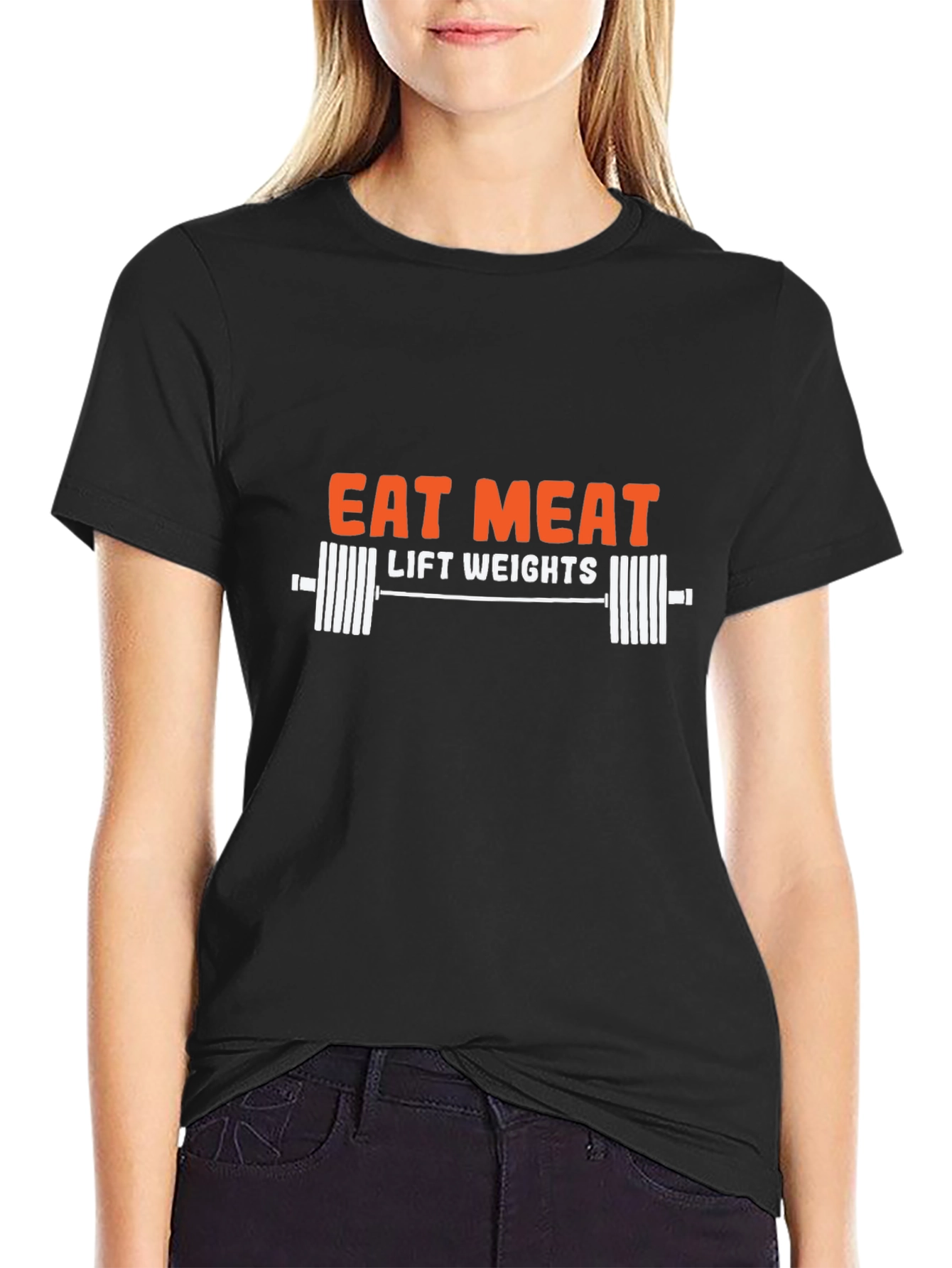 Eat Meat Lift Weights T-Shirt Gym Motivation