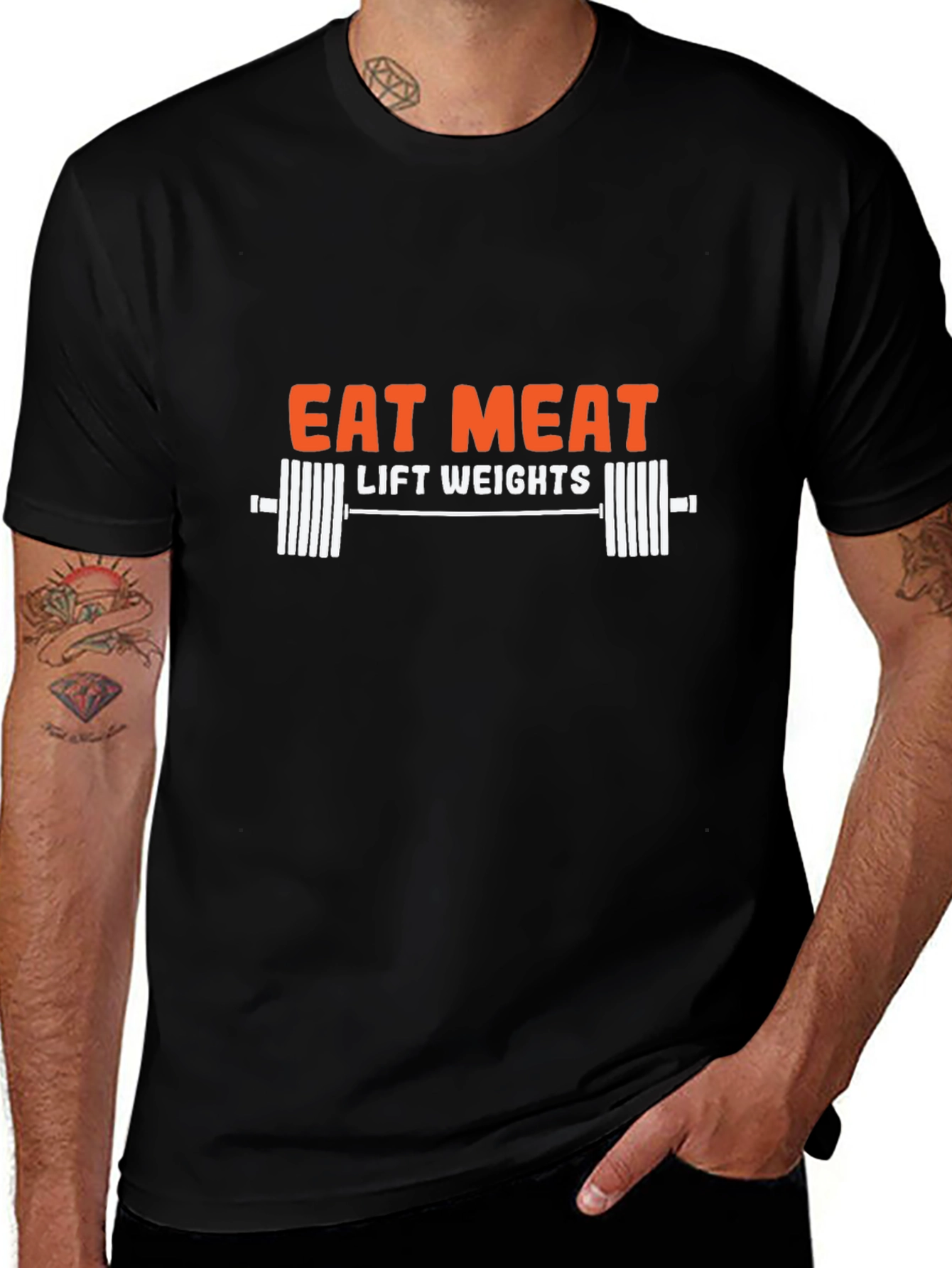 Eat Meat Lift Weights T-Shirt Gym Motivation
