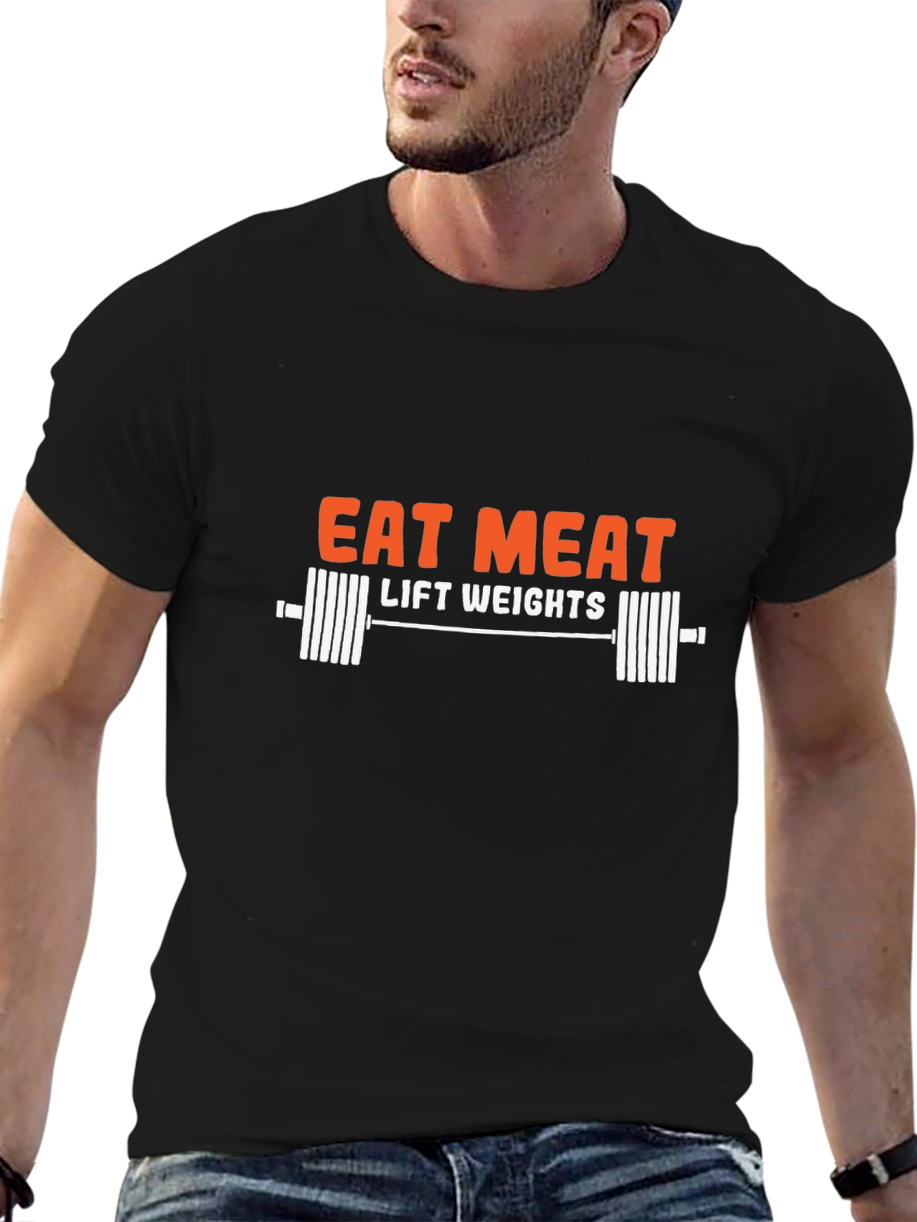 Eat Meat Lift Weights T-Shirt Gym Motivation