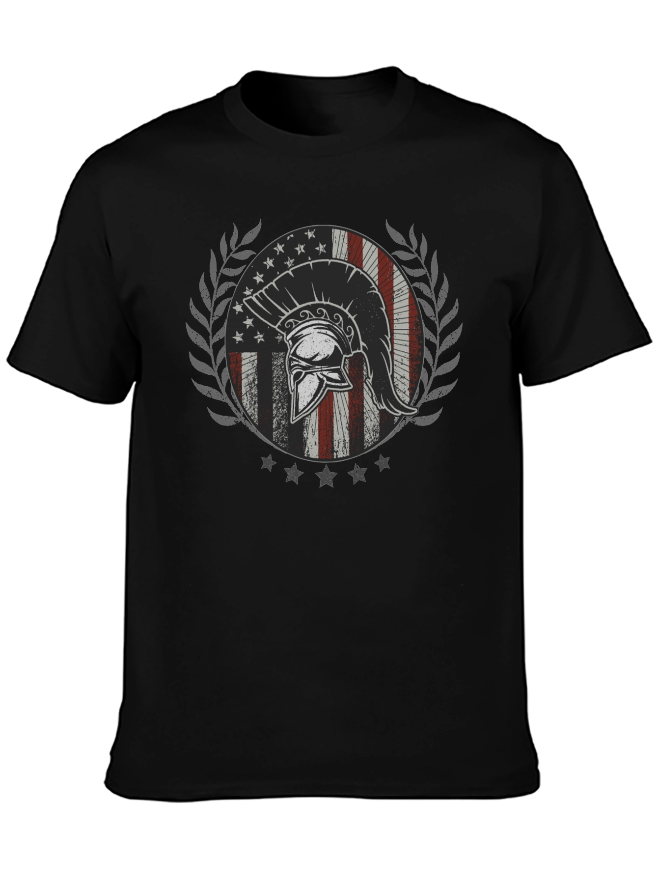 Spartan Helmet Graphic Tee - Patriotic USA Design