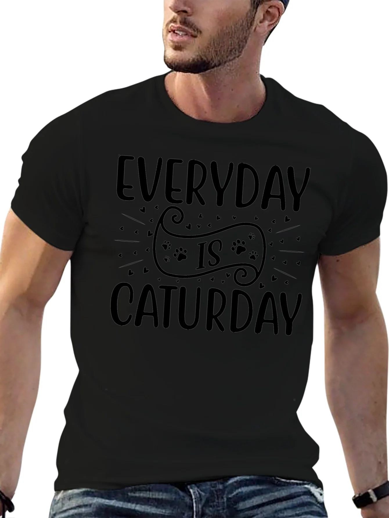 Everyday is Caturday Black Graphic Tee