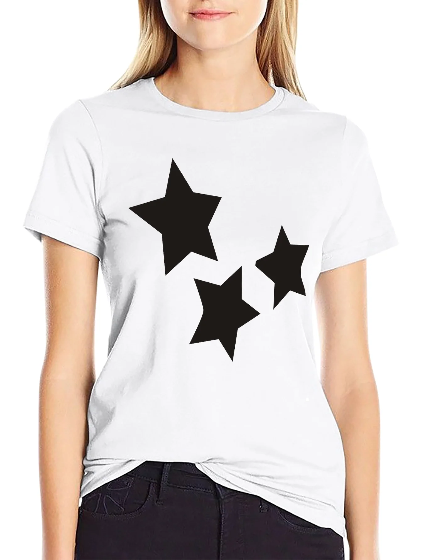 Stylish Black Tee with Star Graphic