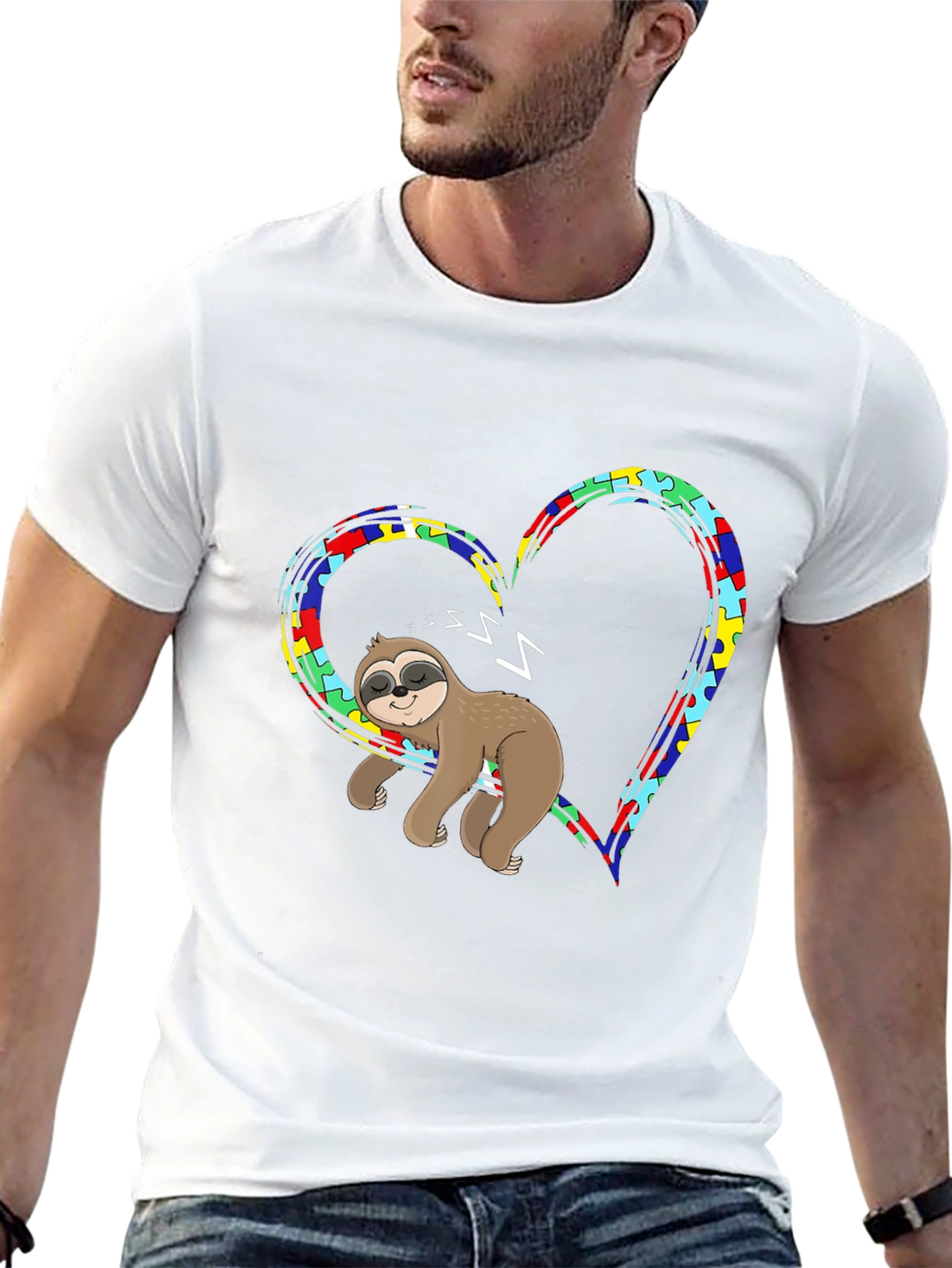 Sloth Autism Awareness Heart T-Shirt