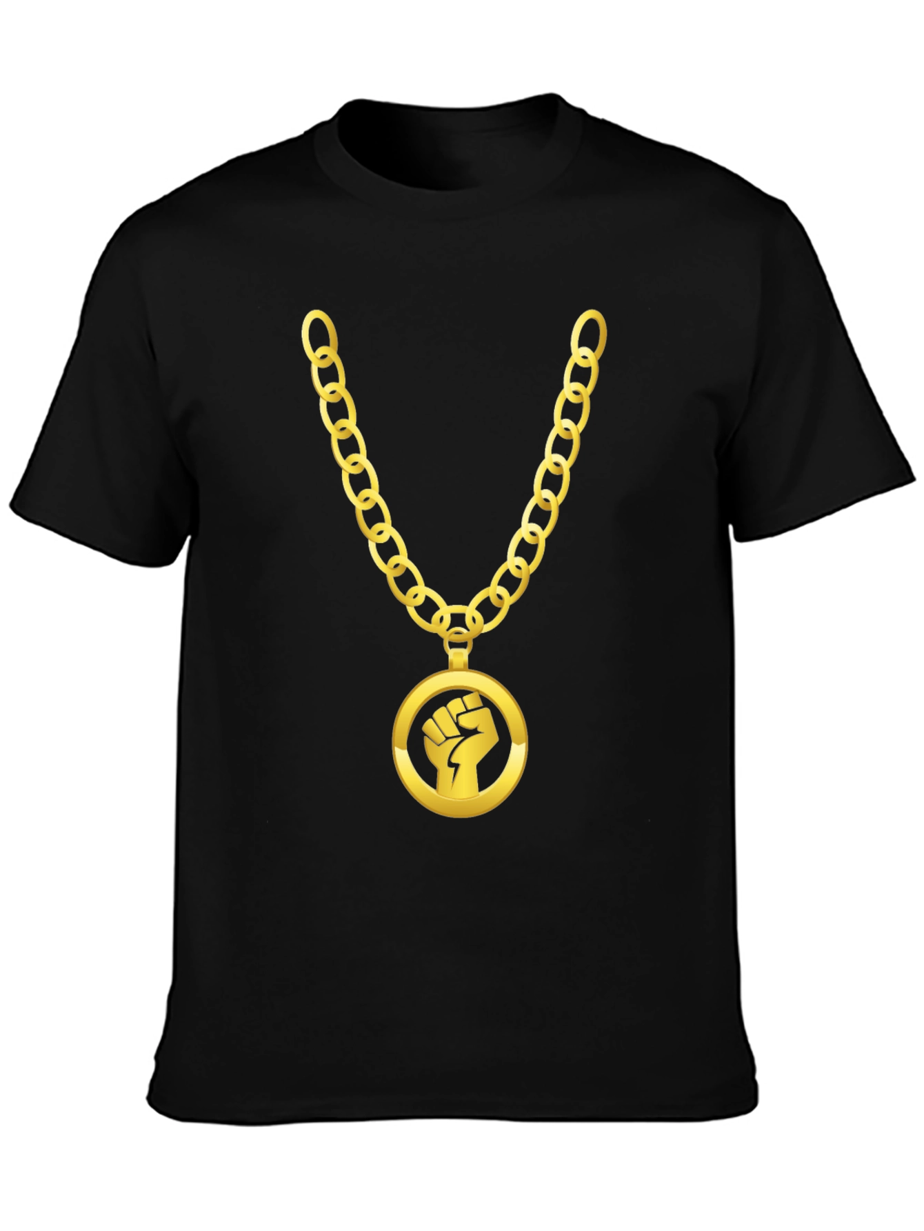 Gold Chain Fist Graphic Black T-Shirt