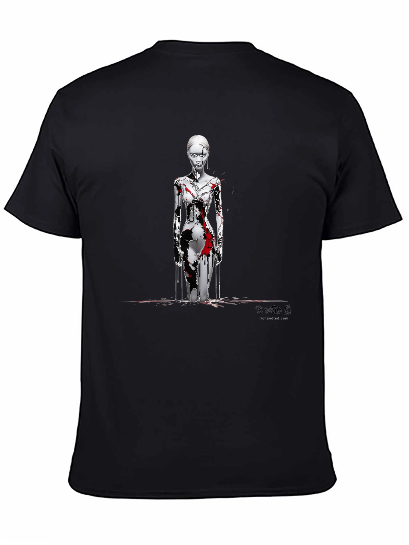 Artistic Graphic Print Black T-Shirt