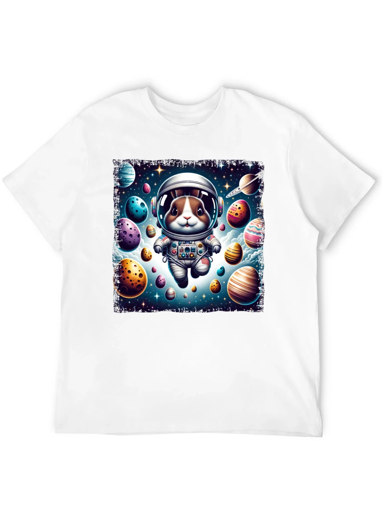 Space Bunny Easter Egg Universe Graphic Tee