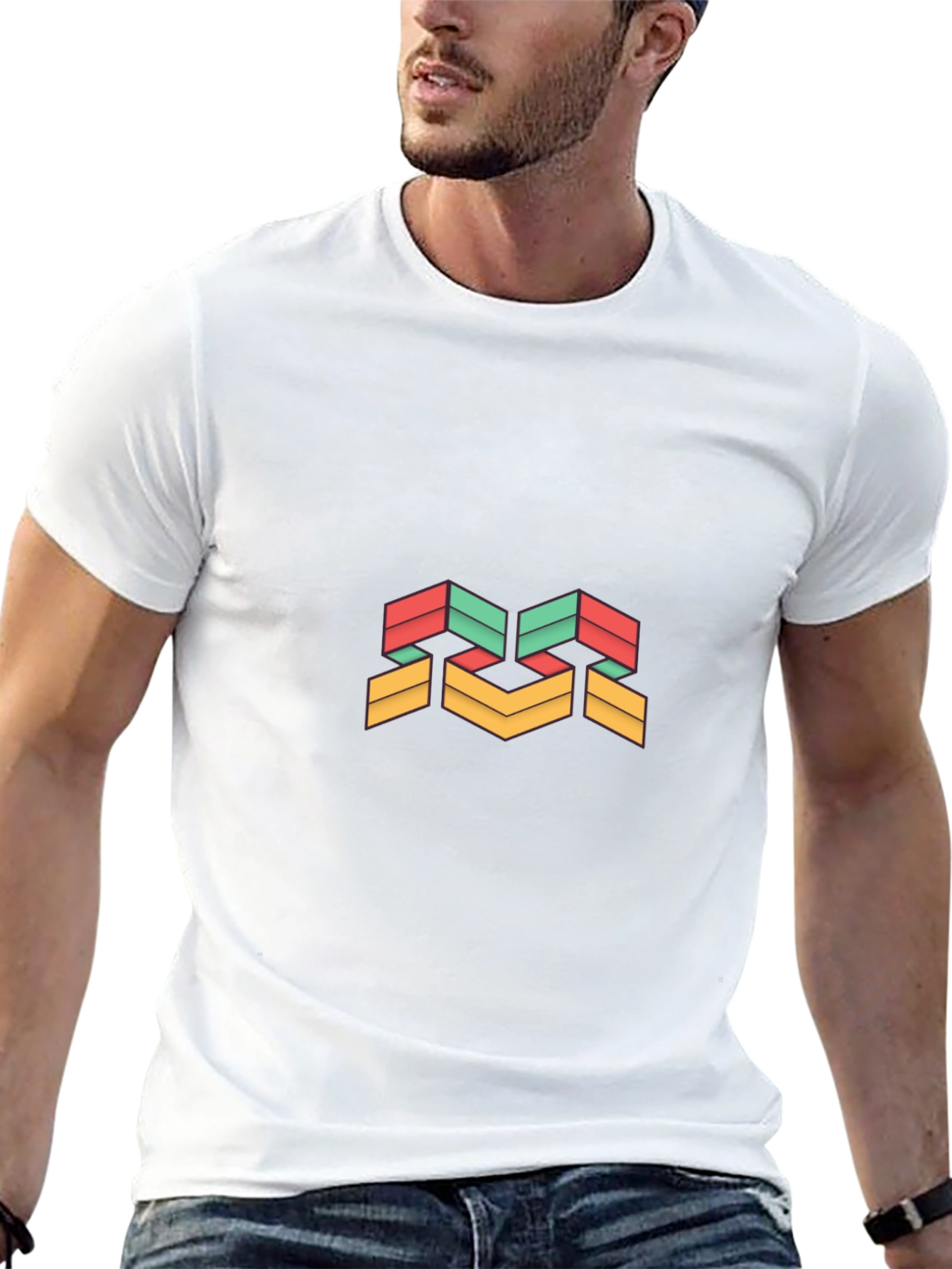 Modern Geometric Design Black T-Shirt