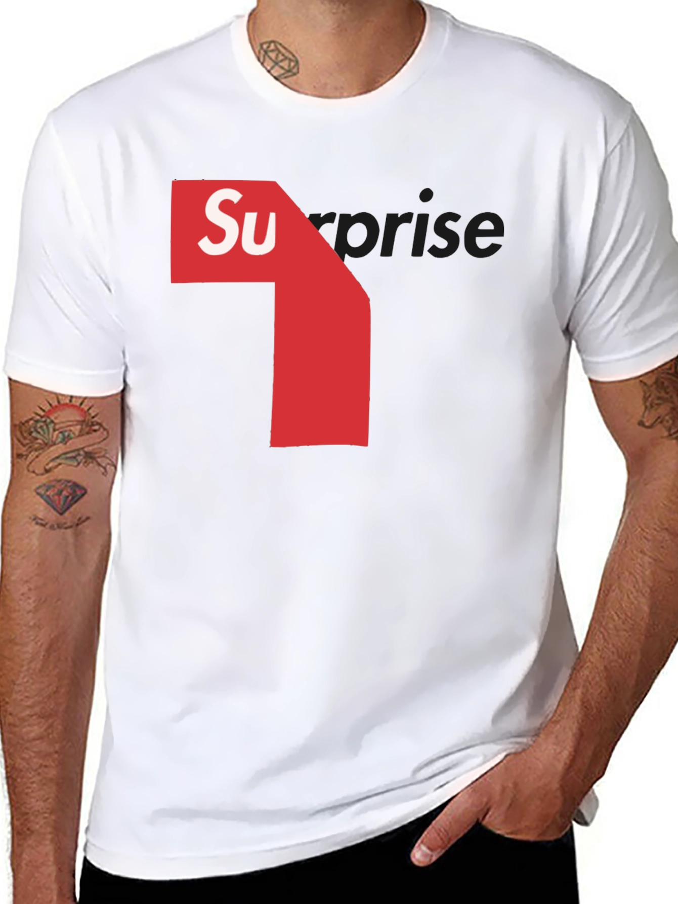 Mens Black T-Shirt with Surprise Graphic