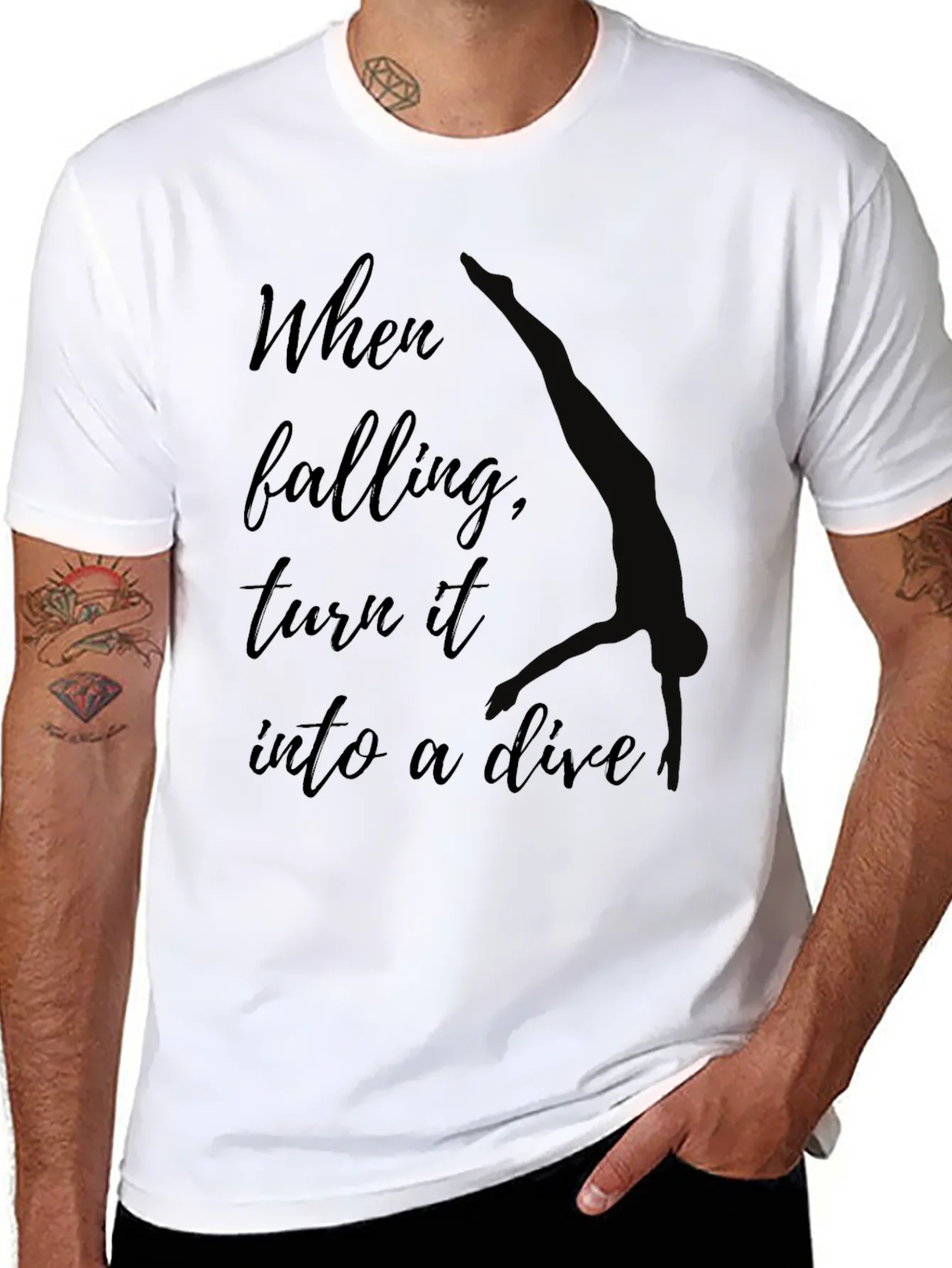 Inspirational Diver T-Shirt - When Falling Dive
