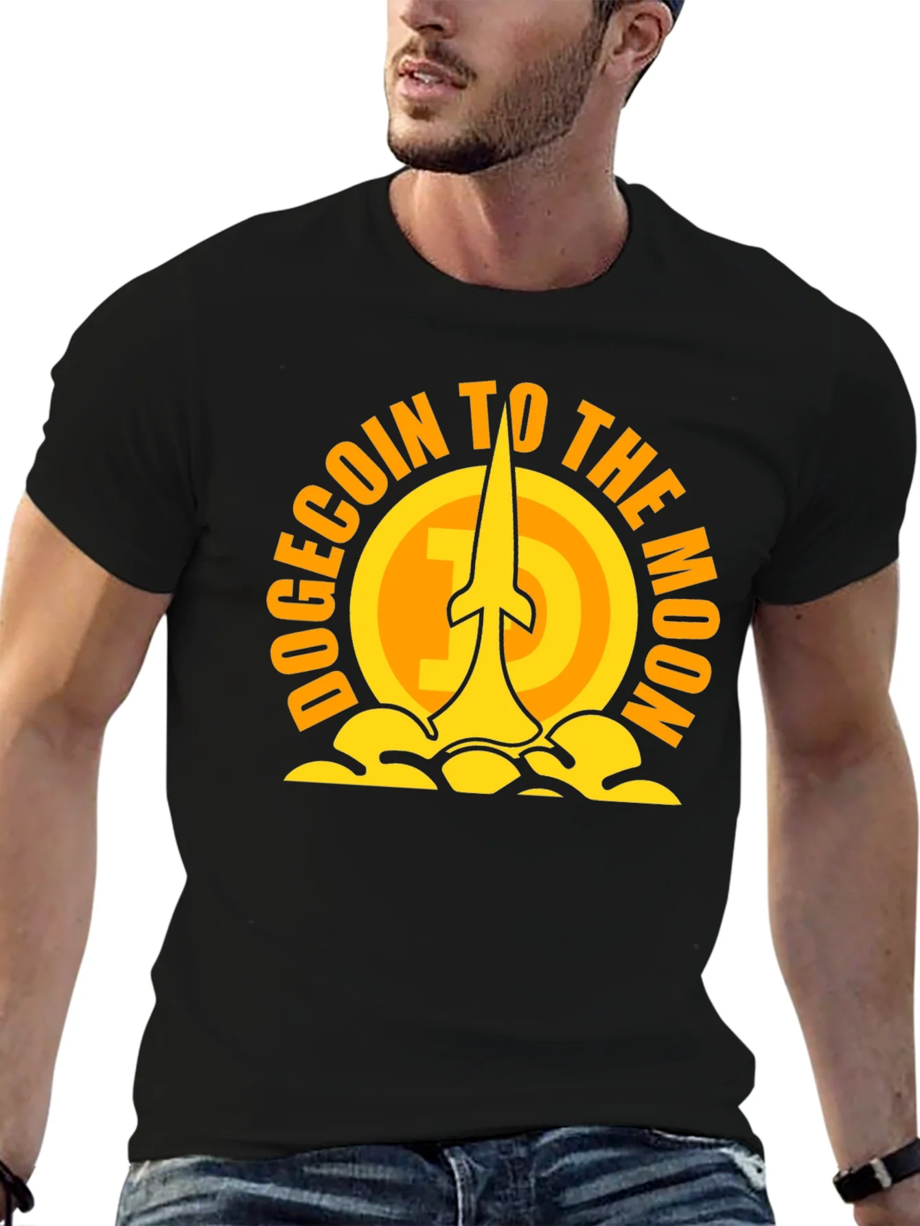 Dogecoin to the Moon Black T-Shirt