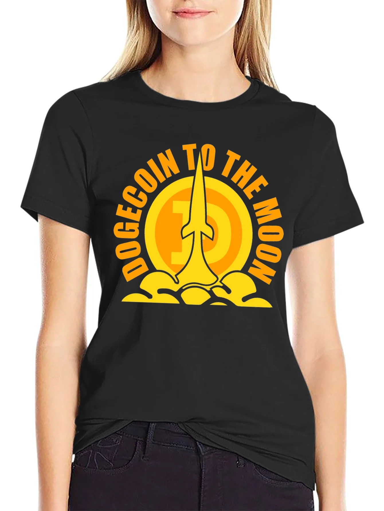 Dogecoin to the Moon Black T-Shirt