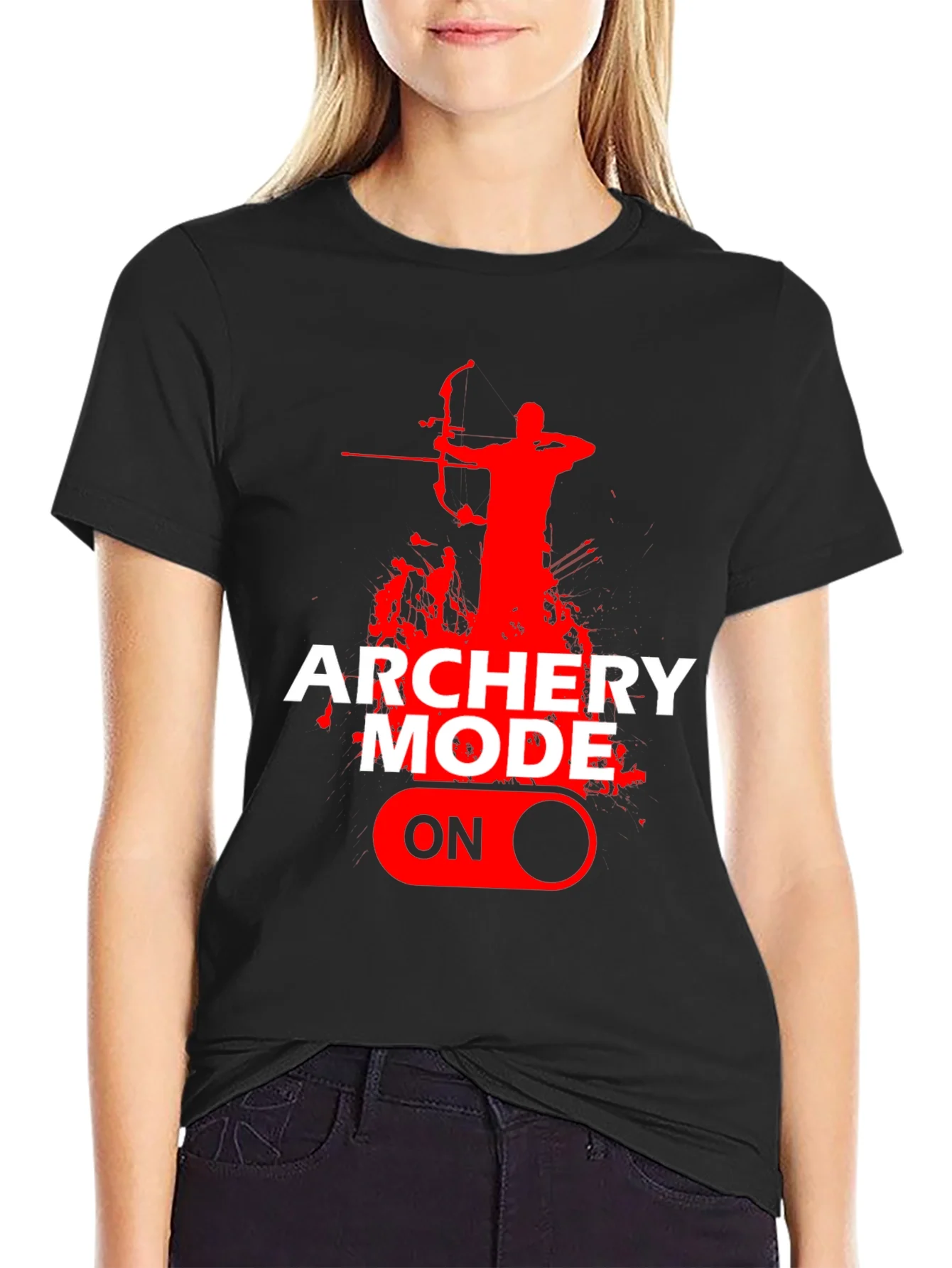 Archery Mode On Graphic Tee - Black Cotton T-Shirt