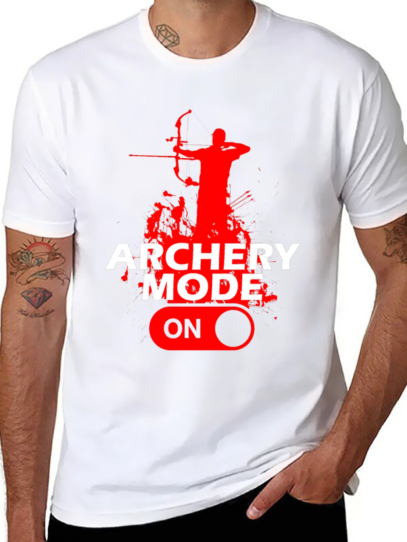 Archery Mode On Graphic Tee - Black Cotton T-Shirt
