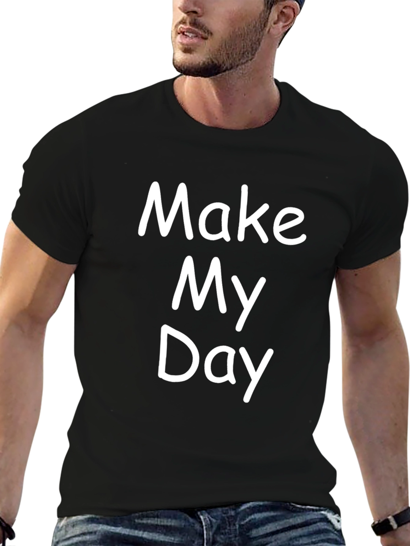 Make My Day Graphic Tee - Black Cotton T-Shirt