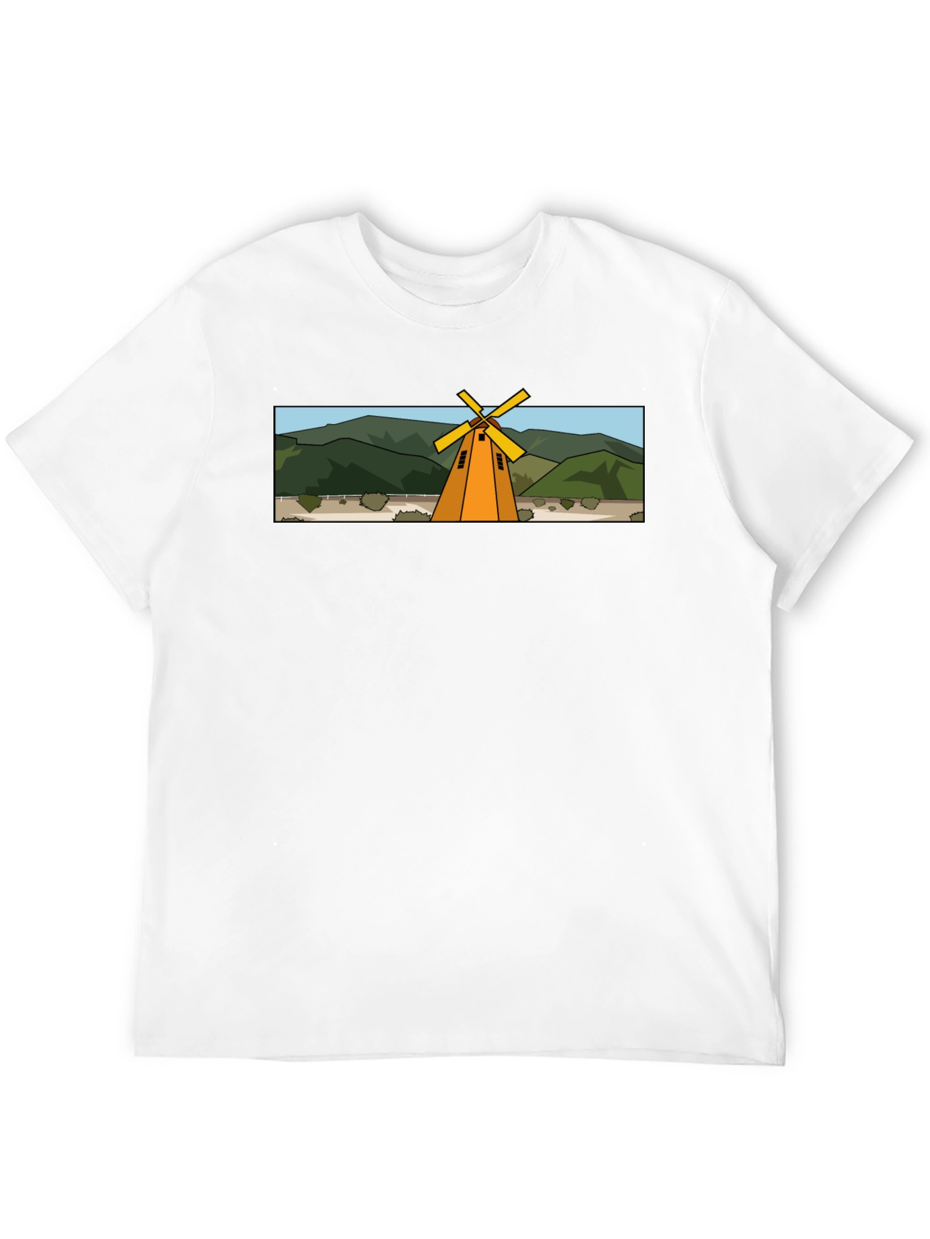Windmill Graphic T-Shirt - Black Cotton Tee