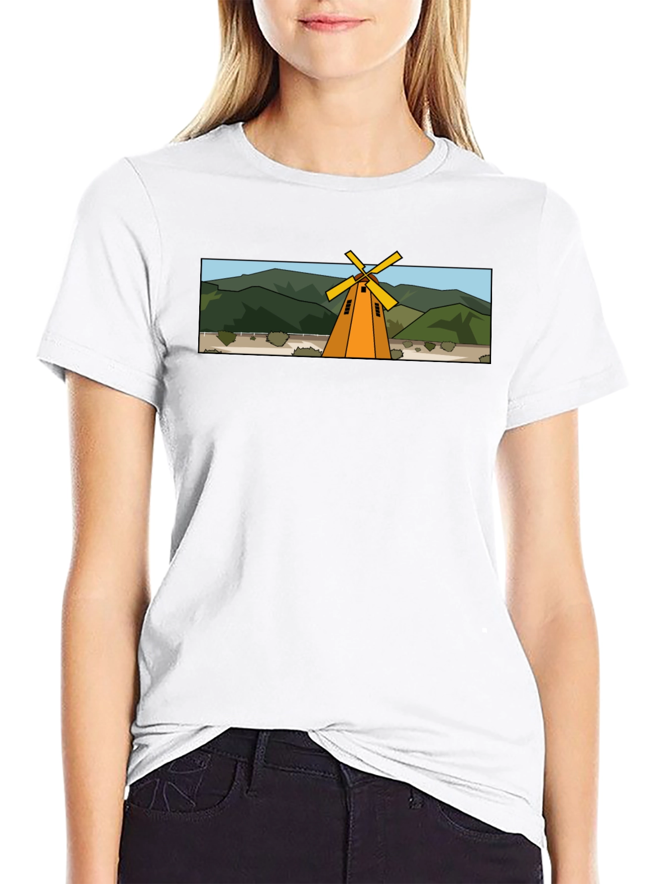 Windmill Graphic T-Shirt - Black Cotton Tee
