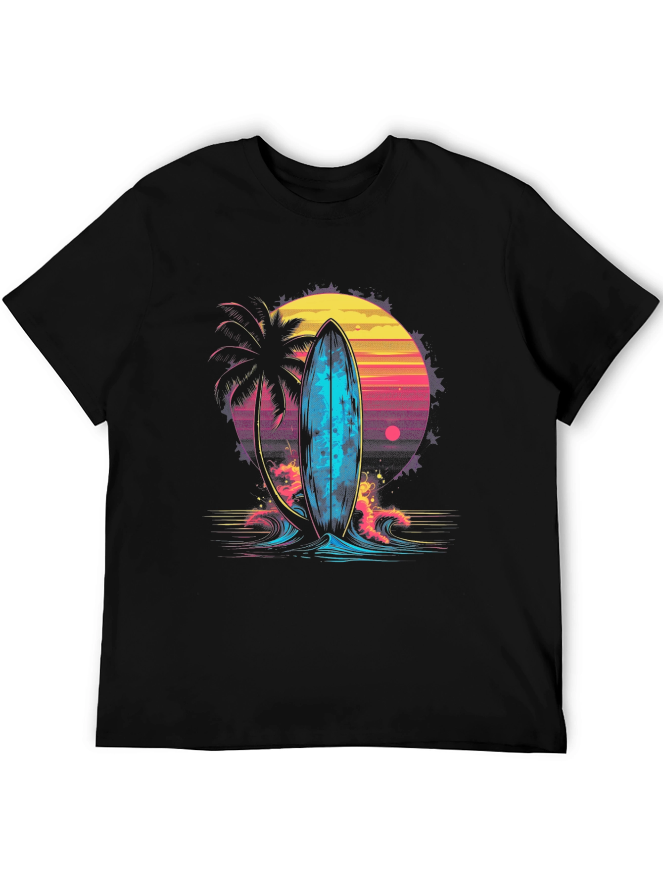 Retro Surfboard Graphic Tee - Beach Vibes T-Shirt