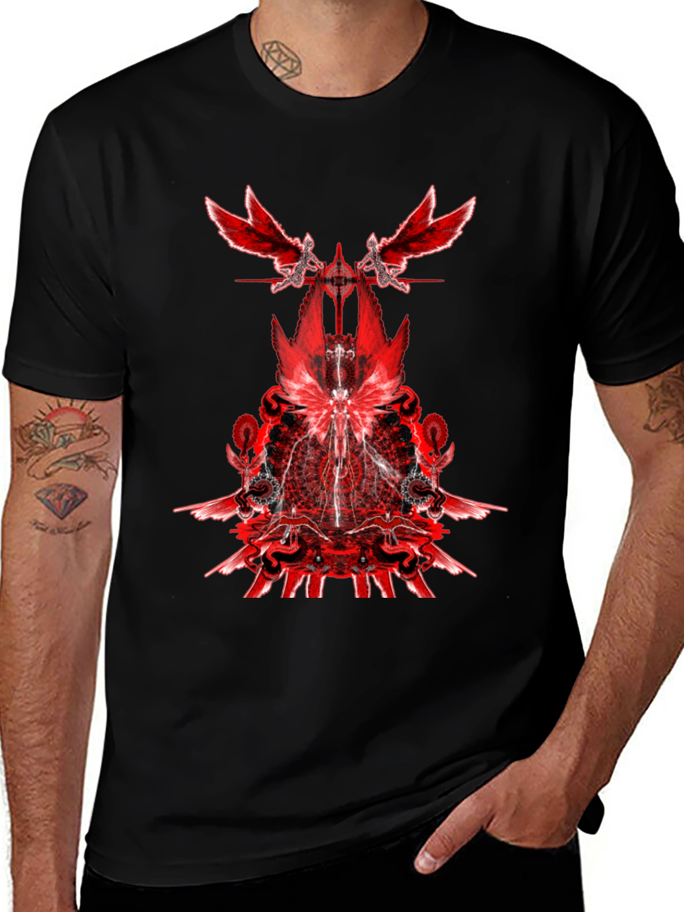 Red Angel Wings Graphic Print T-Shirt