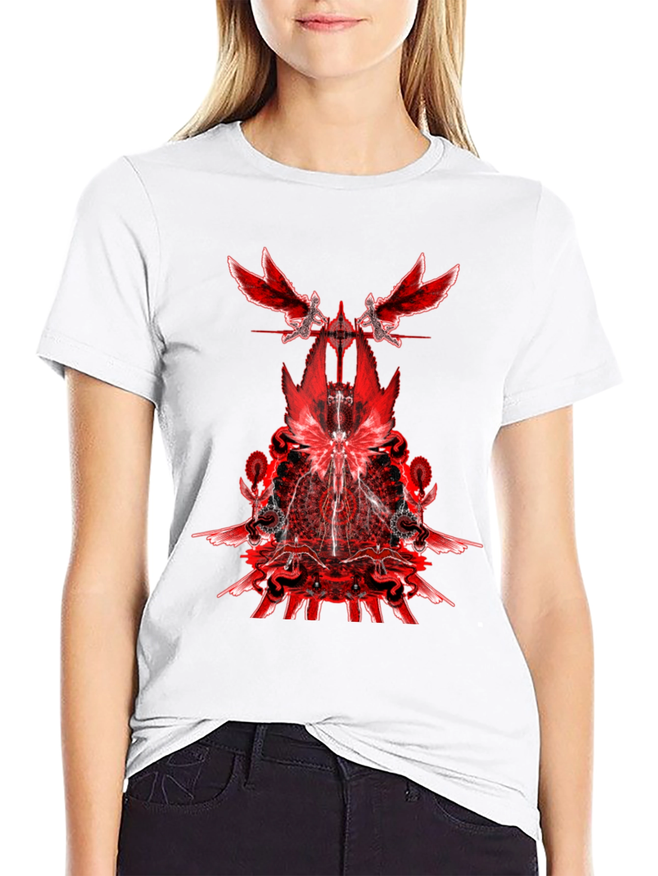 Red Angel Wings Graphic Print T-Shirt
