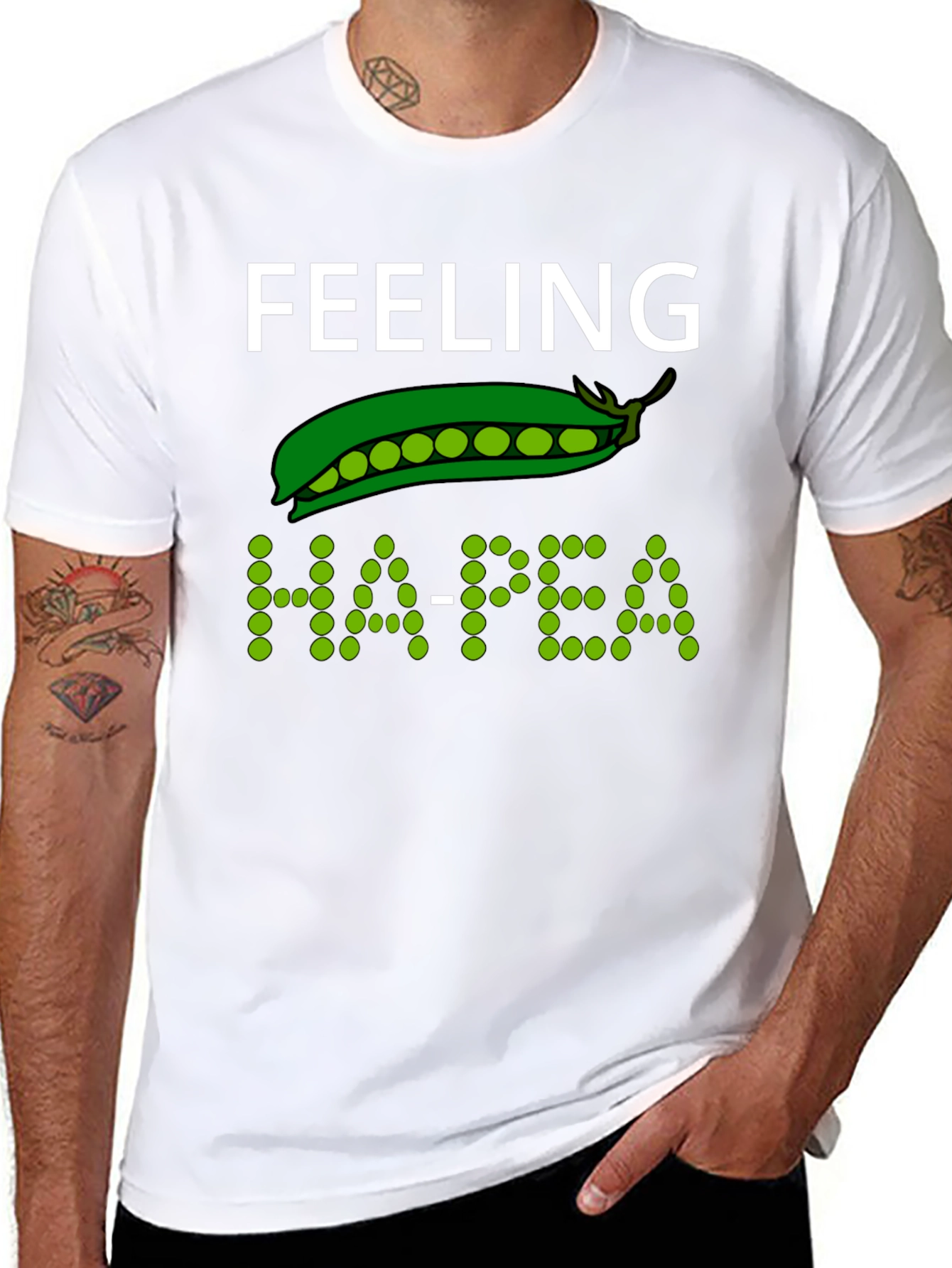 Feeling Ha-pea Graphic T-Shirt - Black