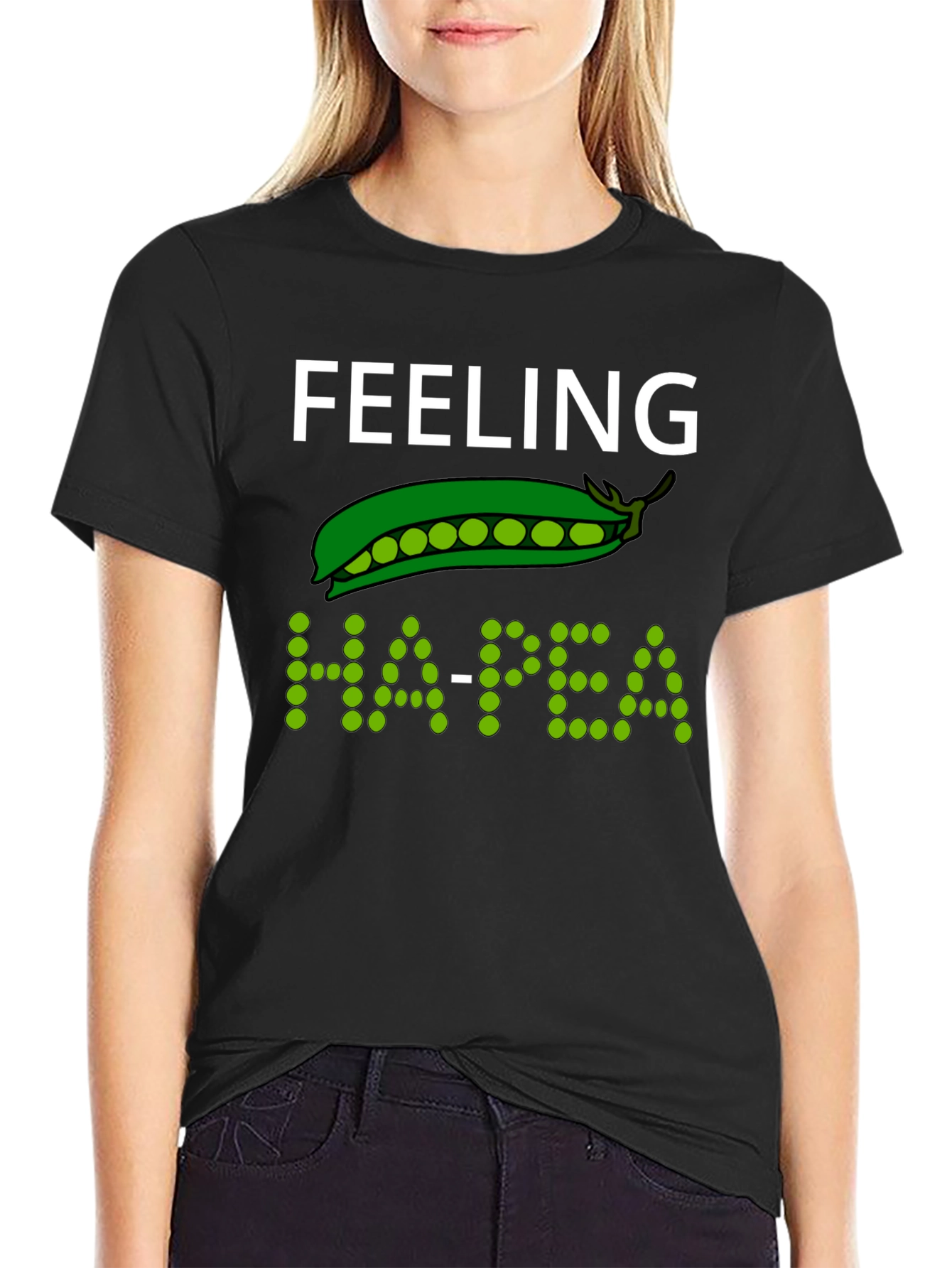 Feeling Ha-pea Graphic T-Shirt - Black
